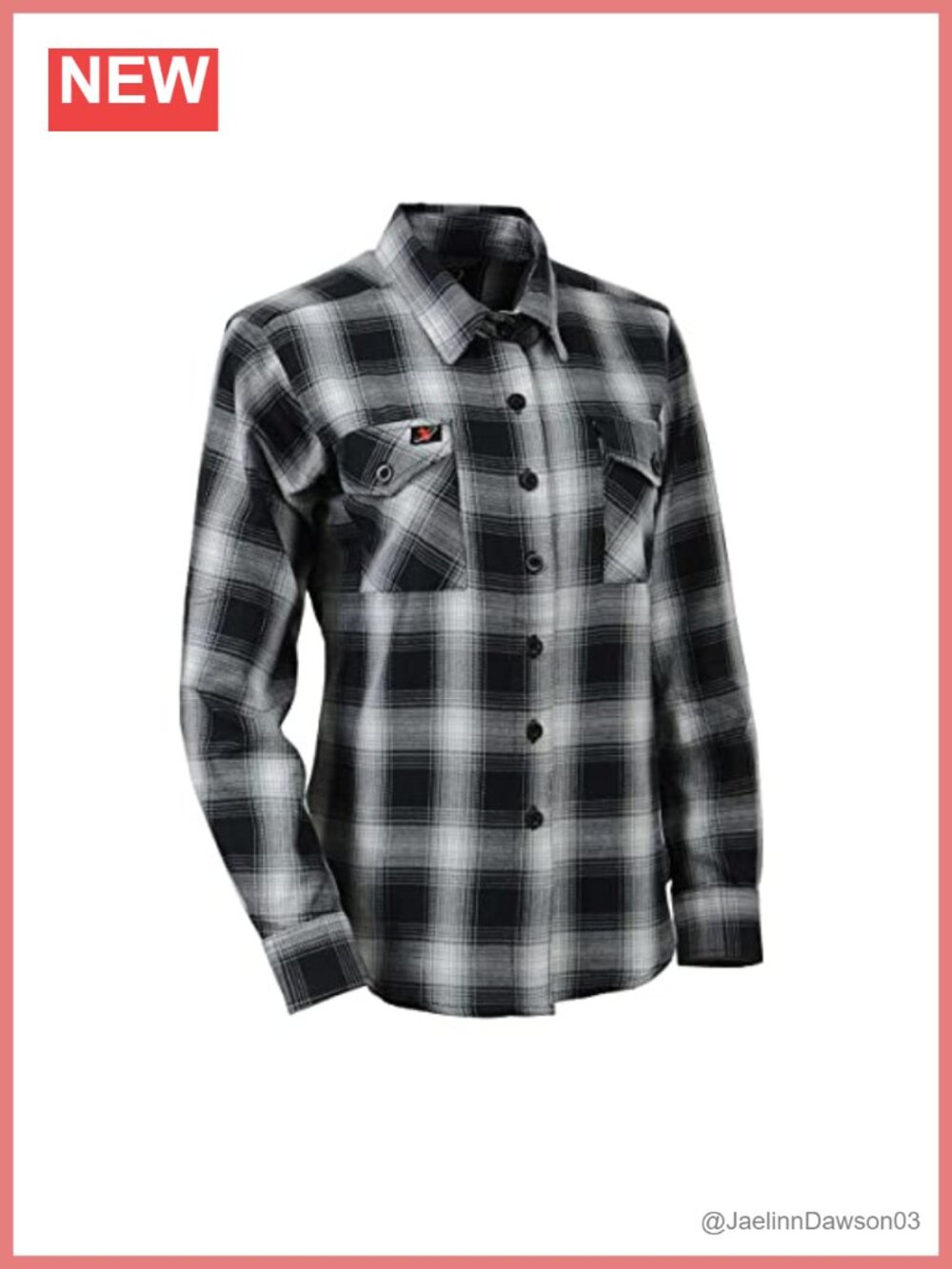 Womens Black White Long Sleeve Cotton Flannel Button Down Shirt